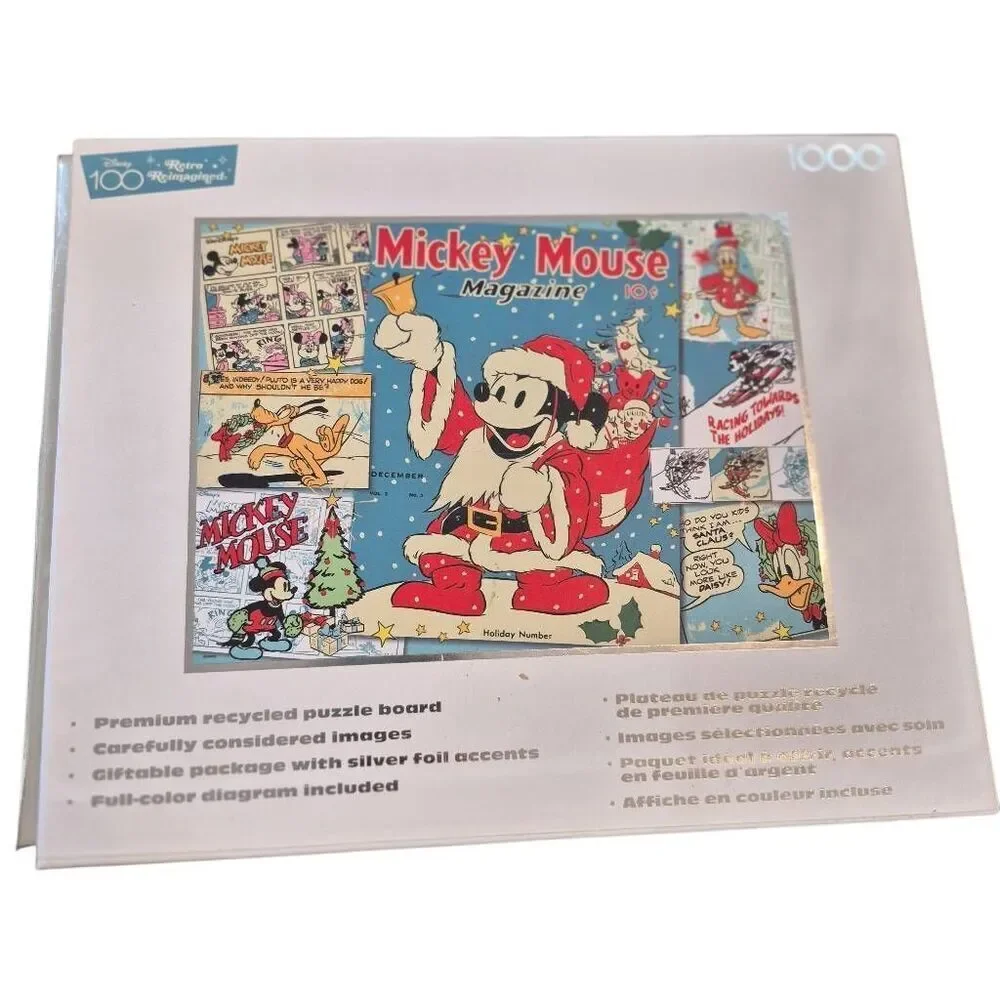 Disney Silver Select Edition D100 Santa Mickey 1000 Pc Puzzle - EUC